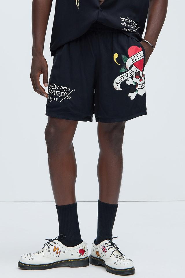 Ed Hardy Love Kills Slowly Mesh Shorts - Black Product Image