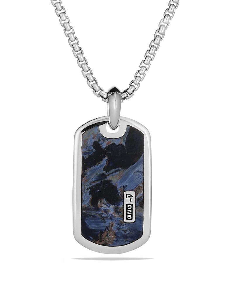 Mens Sterling Silver %26 Pietersite Exotic Stone Tag Product Image