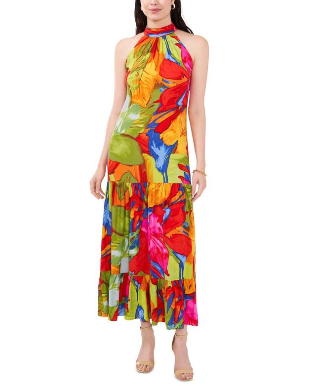 Msk Womens Printed Halter Maxi Dress - Orange Product Image