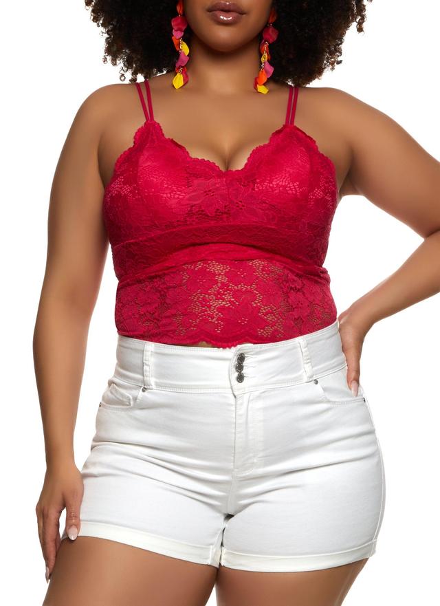 Womens Plus Size Floral Lace Cropped Cami Product Image