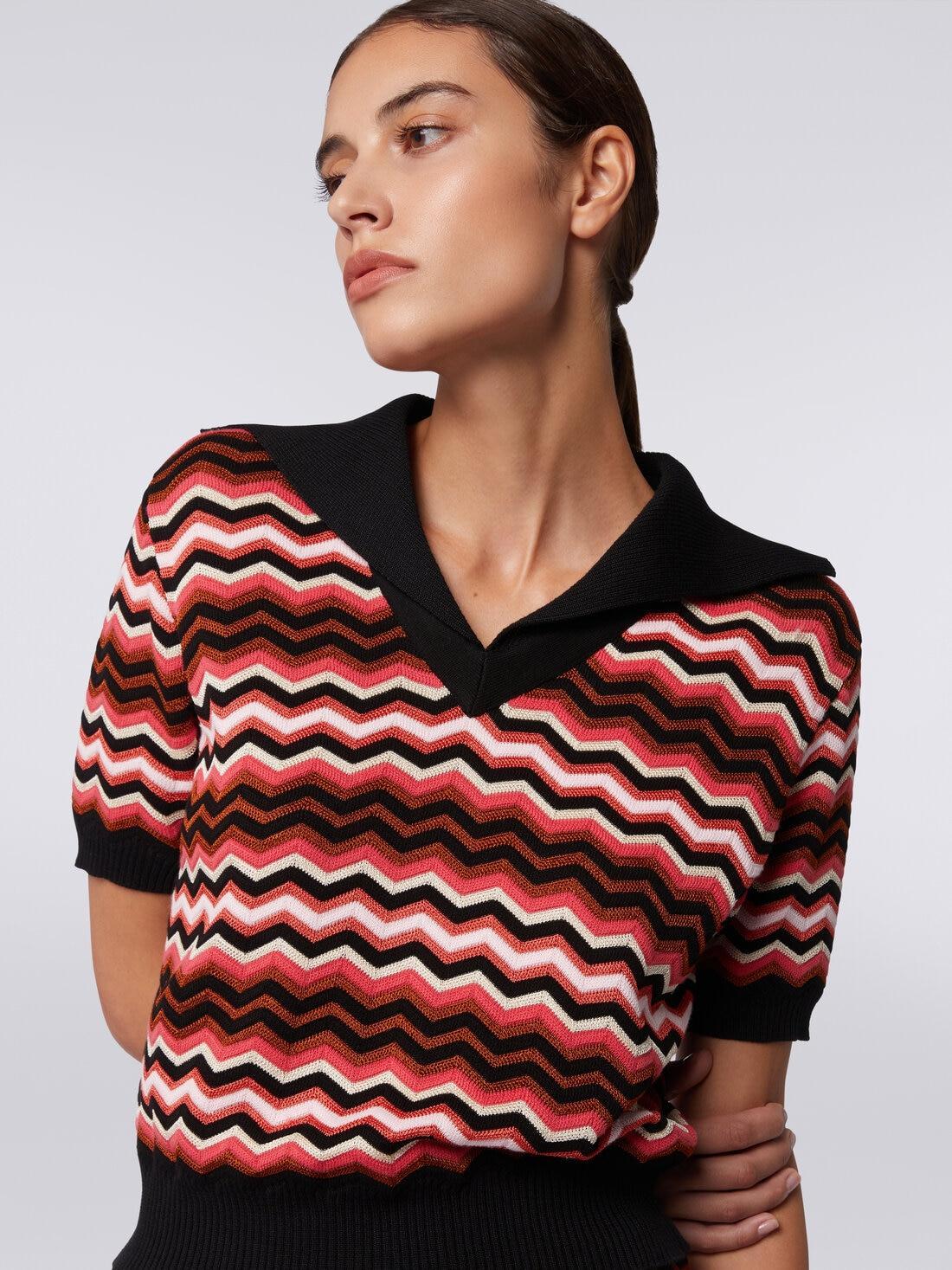 Short-sleeved chevron jumper with contrasting trim Multicoloured | Missoni Product Image