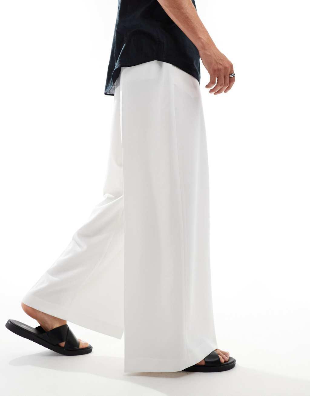 ASOS DESIGN smart extreme wide leg pants in white Product Image