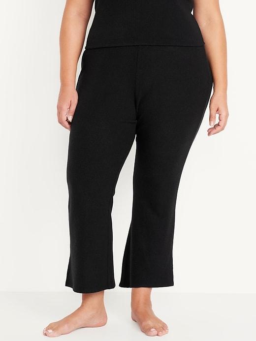 High-Waisted Ribbed Crop Flare Lounge Pants Product Image