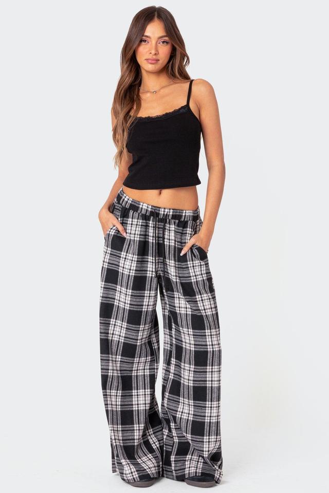 Lounge Around Plaid Wide Leg Pants Product Image