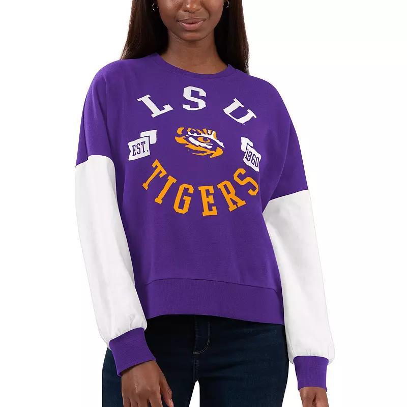 Womens G-III 4Her by Carl Banks /White LSU Tigers Team Pride Colorblock Pullover Sweatshirt Product Image