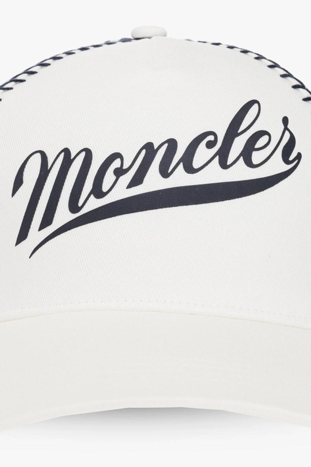 MONCLER Logo Printed Contrast Stitched Baseball Cap In White Product Image