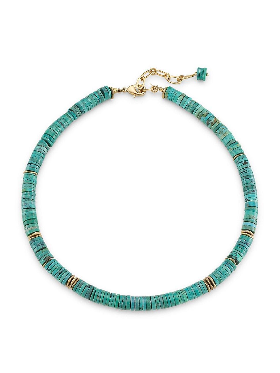 Womens Hawai 24K-Gold-Plated & Turquoise Puka Necklace Product Image