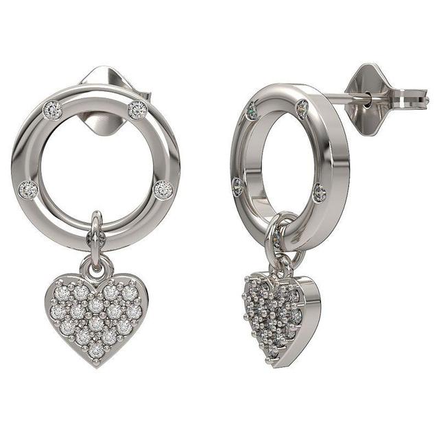 Sterling Silver Diamond Accent Heart Dangle Earrings, Womens Product Image