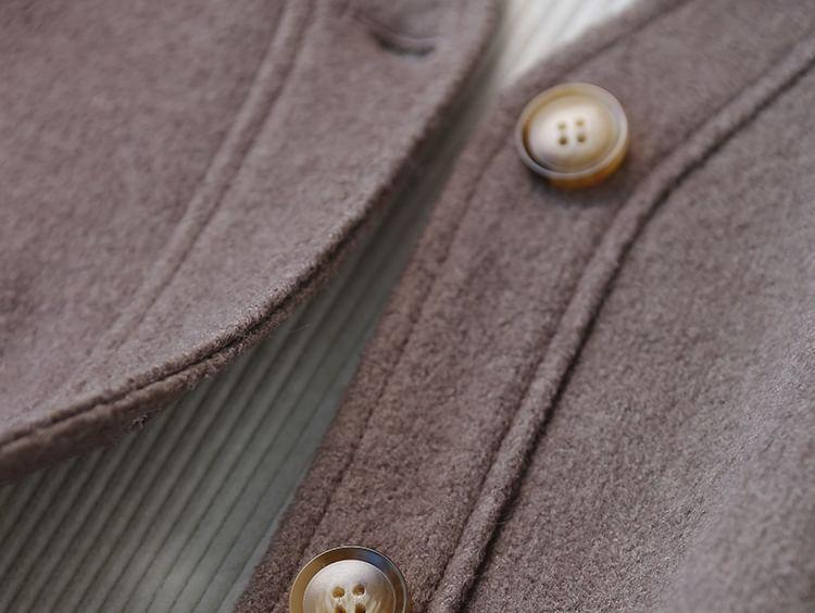 V-Neck Plain Button Jacket Product Image