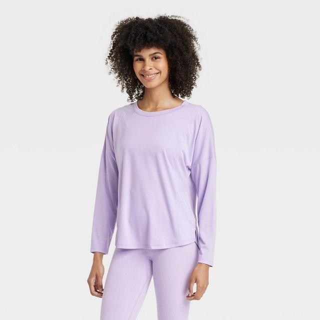 Womens Leggings-Friendly Long Sleeve Top - All In Motion Light Purple L Product Image