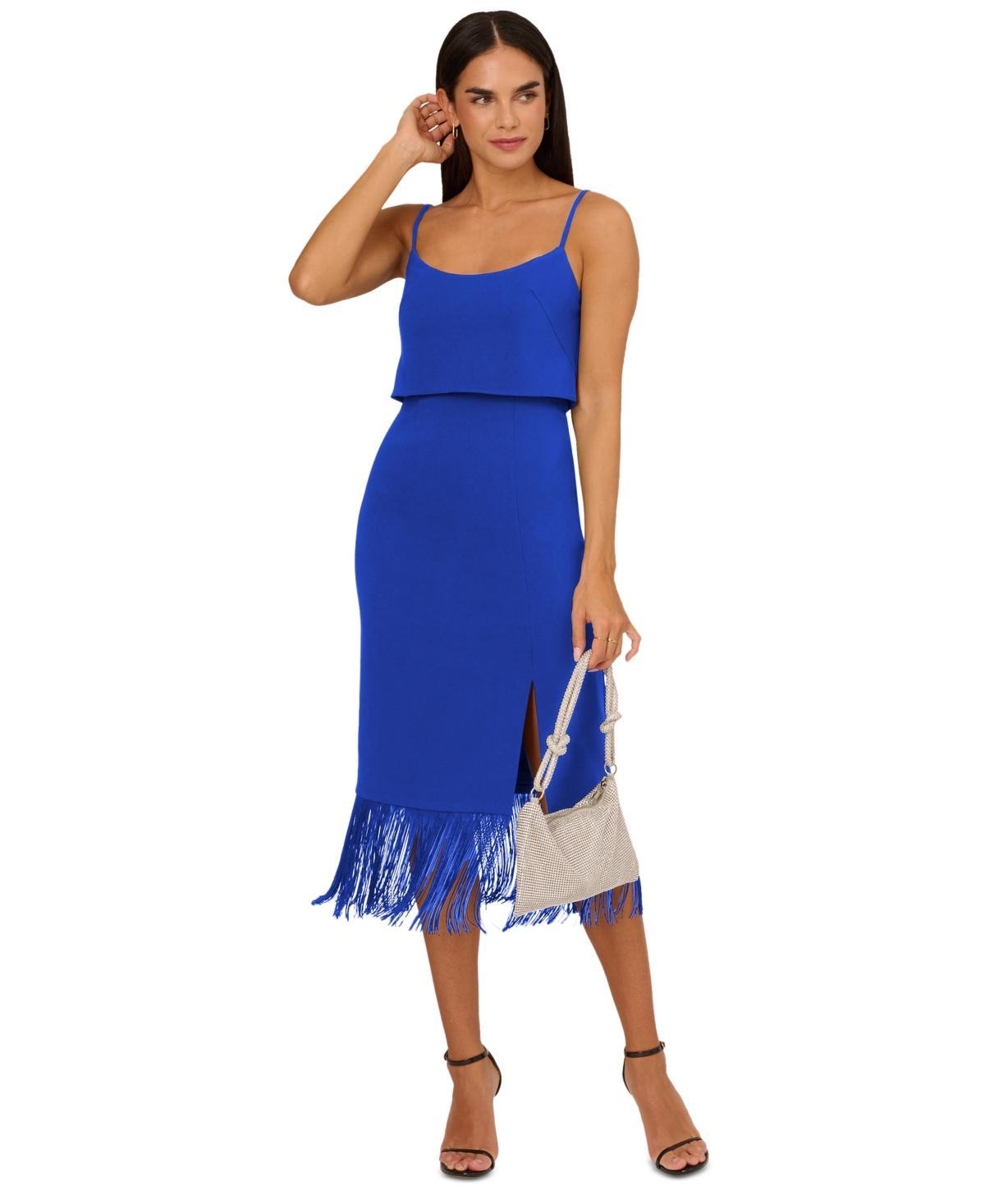 Adrianna by Adrianna Papell Womens Fringed-Hem Midi Sheath Dress Product Image