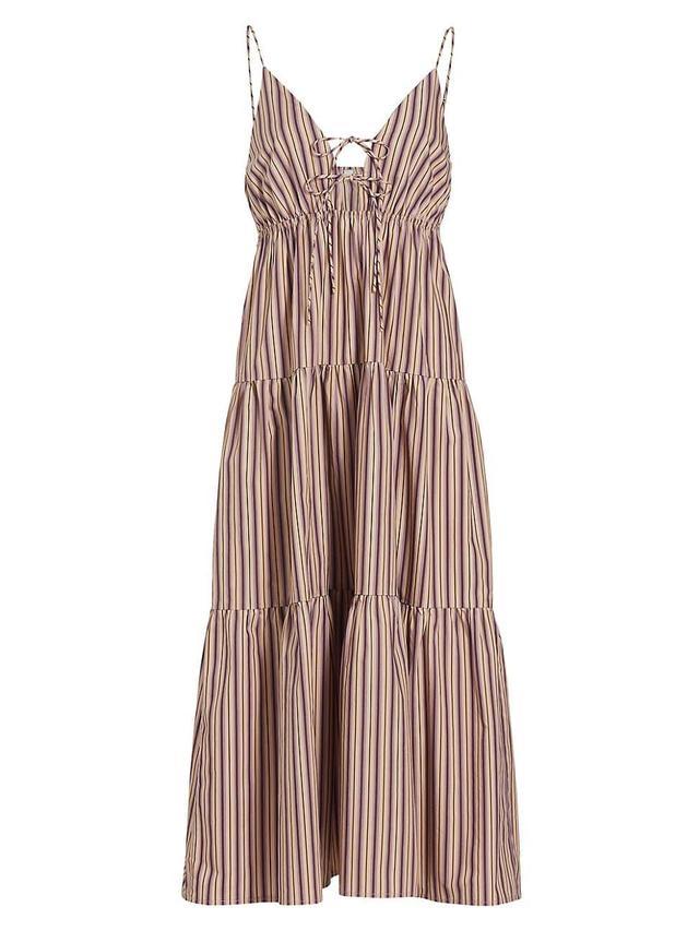 Womens Amber Stripe Tiered Midi-Dress Product Image