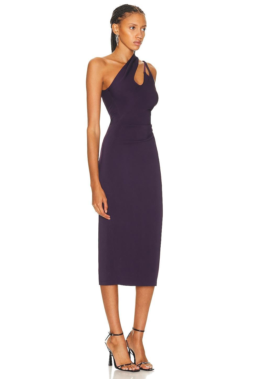 Mugler One Shoulder Dress in Purple Product Image