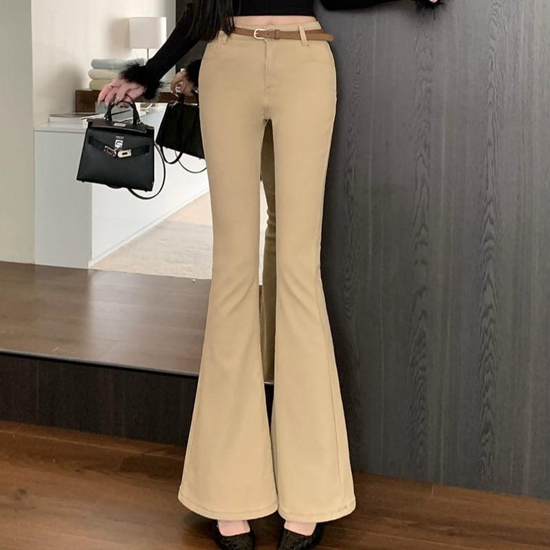 Mid Rise Plain Flared Pants Product Image