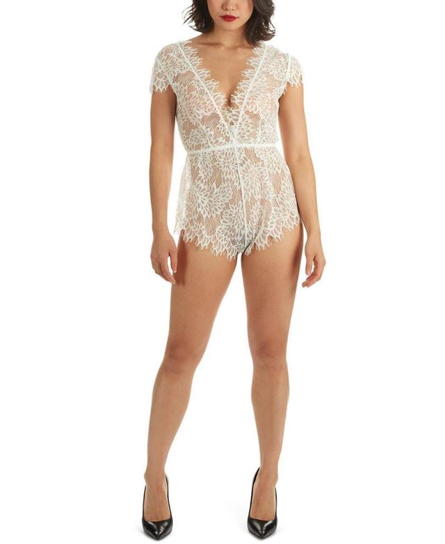 MeMoi Womens Ava Sheer Lace Lingerie Romper Product Image