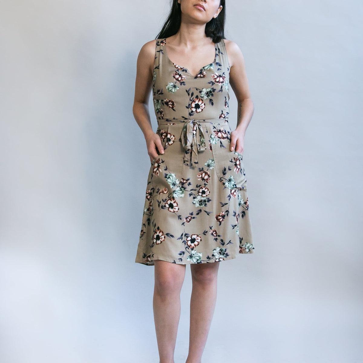 Wrap Dress in Taupe Floral Product Image