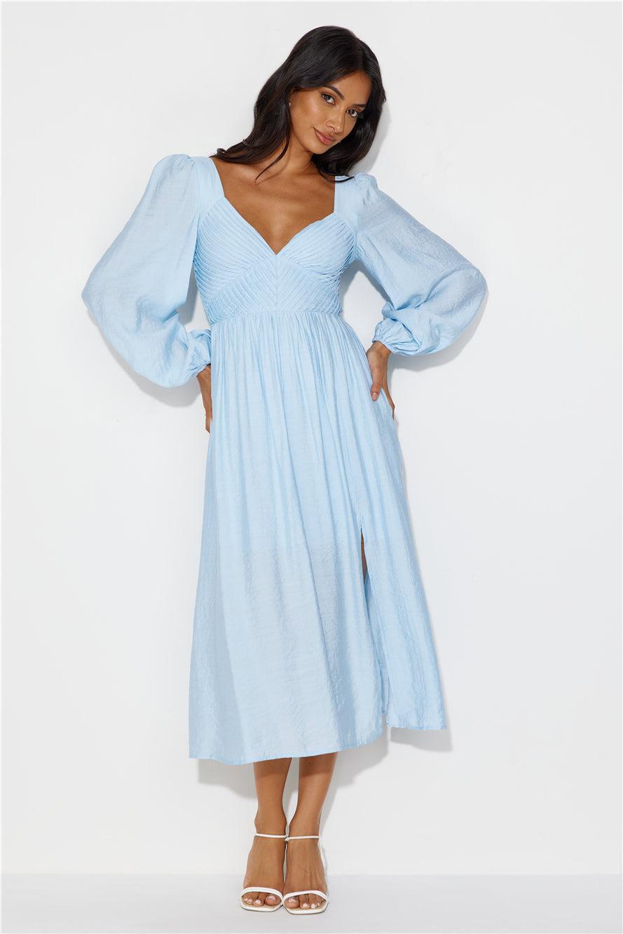 Dancing Deni Long Sleeve Midi Dress Blue Product Image