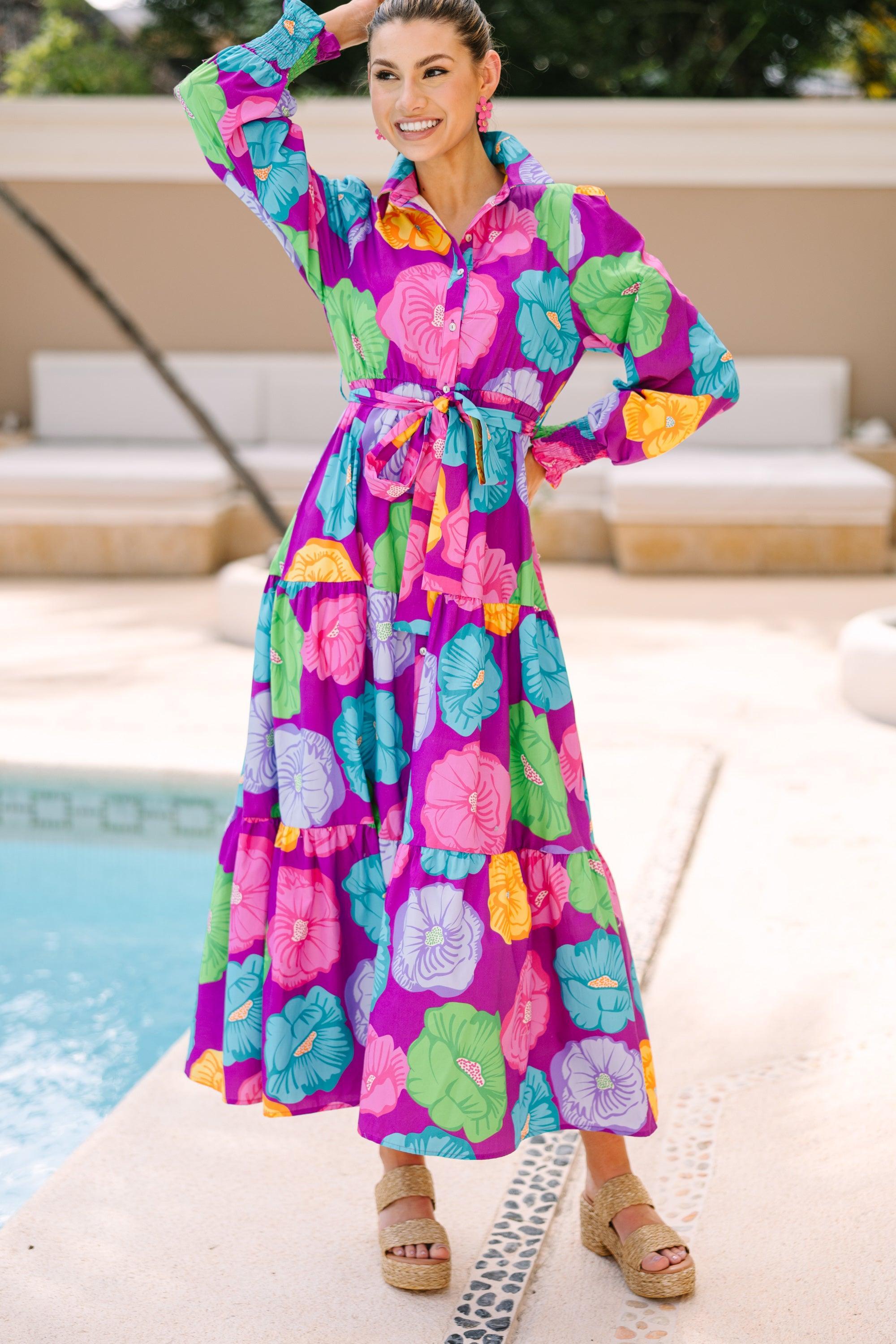 Hear You Out Purple Floral Maxi Dress Female Product Image