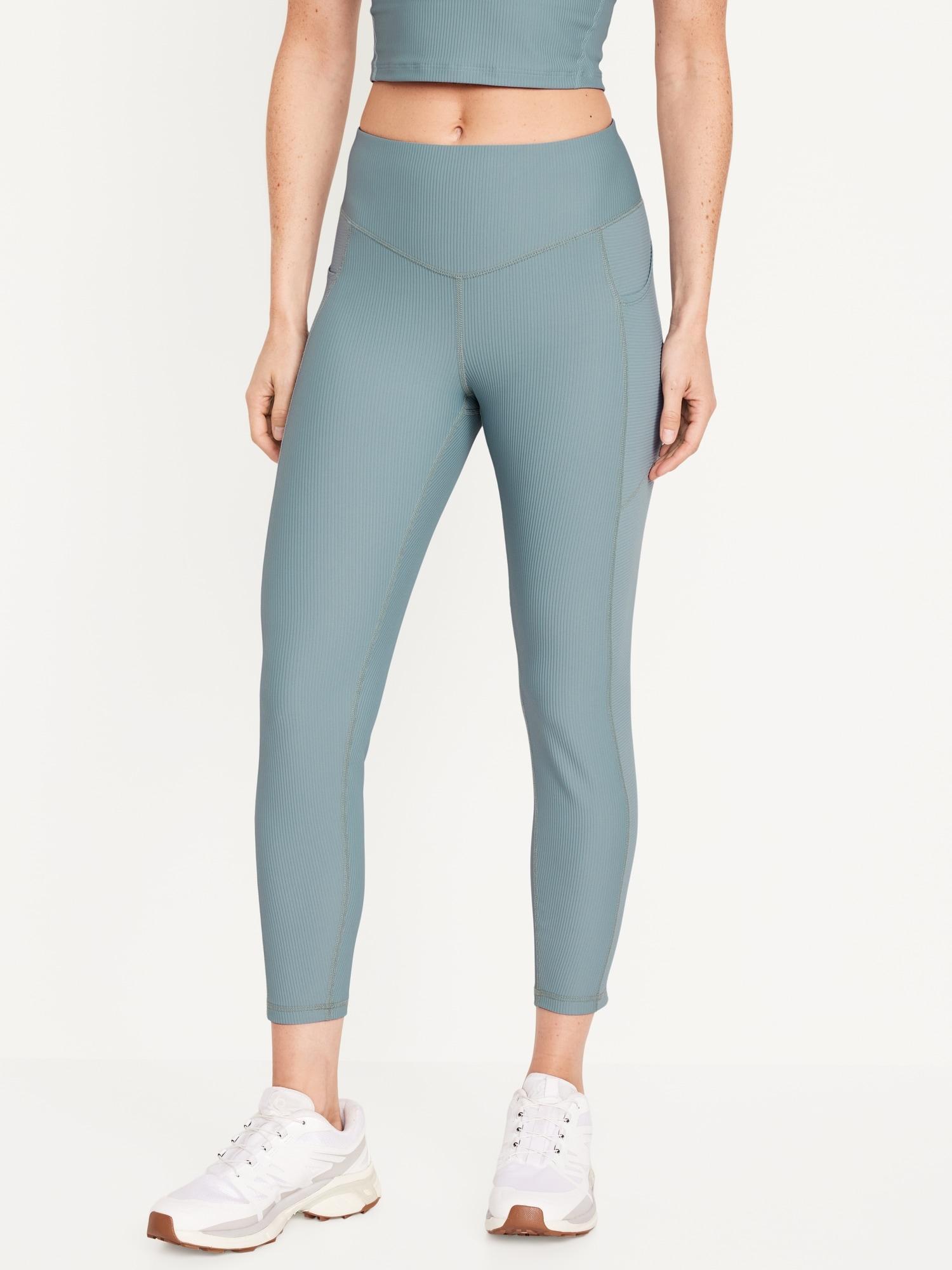 High-Waisted PowerSoft Ribbed 7/8 Leggings Product Image