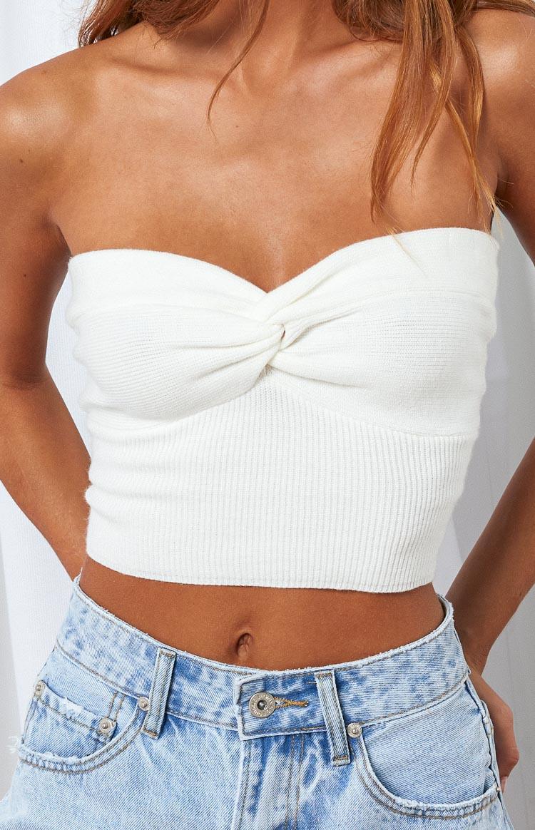 Jessica White Twist Front Bandeau Top Product Image