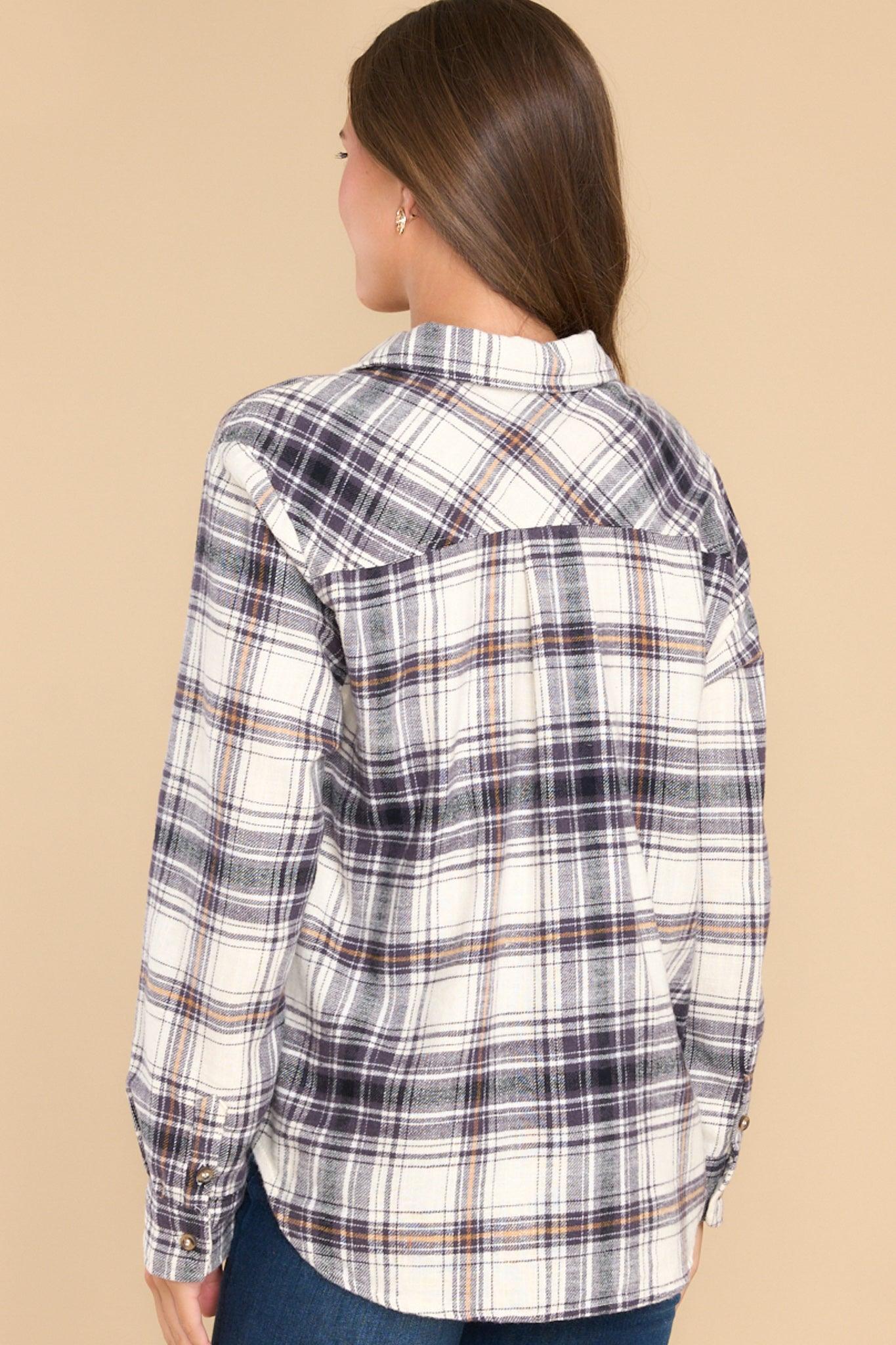 Electric Love Dark Orchid Plaid Top Purple Product Image