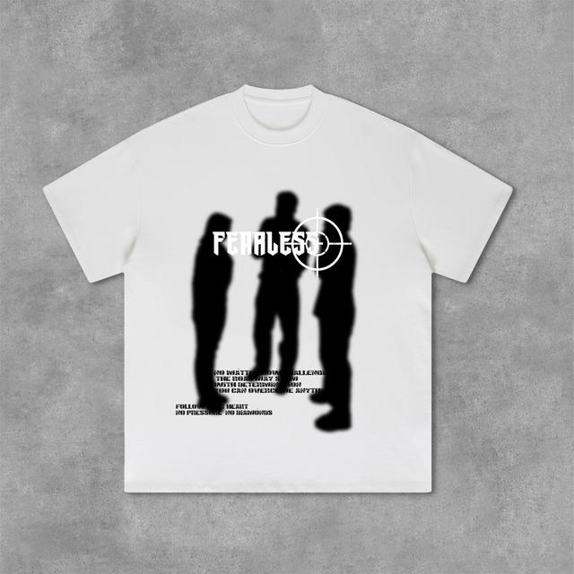 Fearless Blurred Street Portrait Graphic Print Cotton T-Shirt Product Image