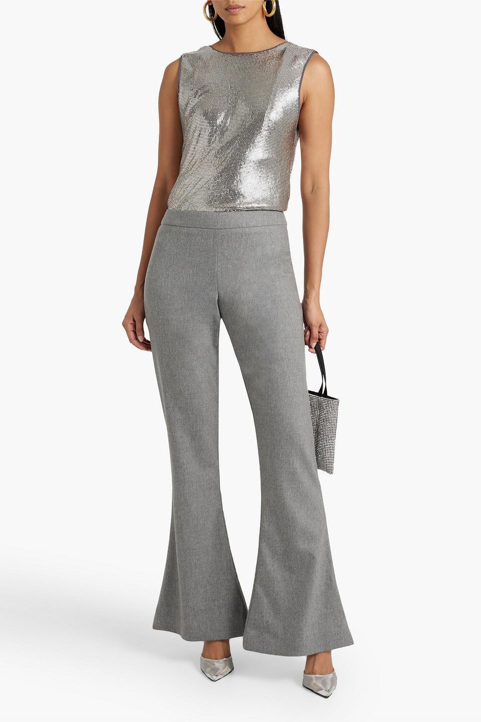 Wool-blend Twill Flared Pants In Gray Product Image