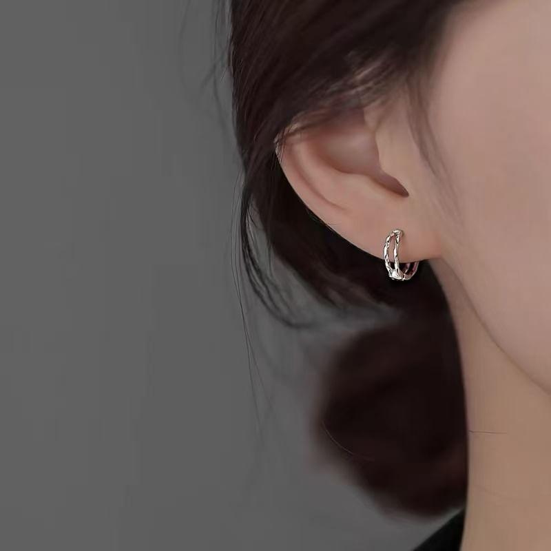 Sterling Silver Layered Hoop Earring Product Image