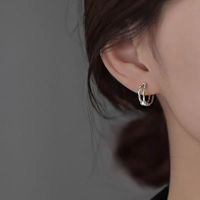 Sterling Silver Layered Hoop Earring Product Image