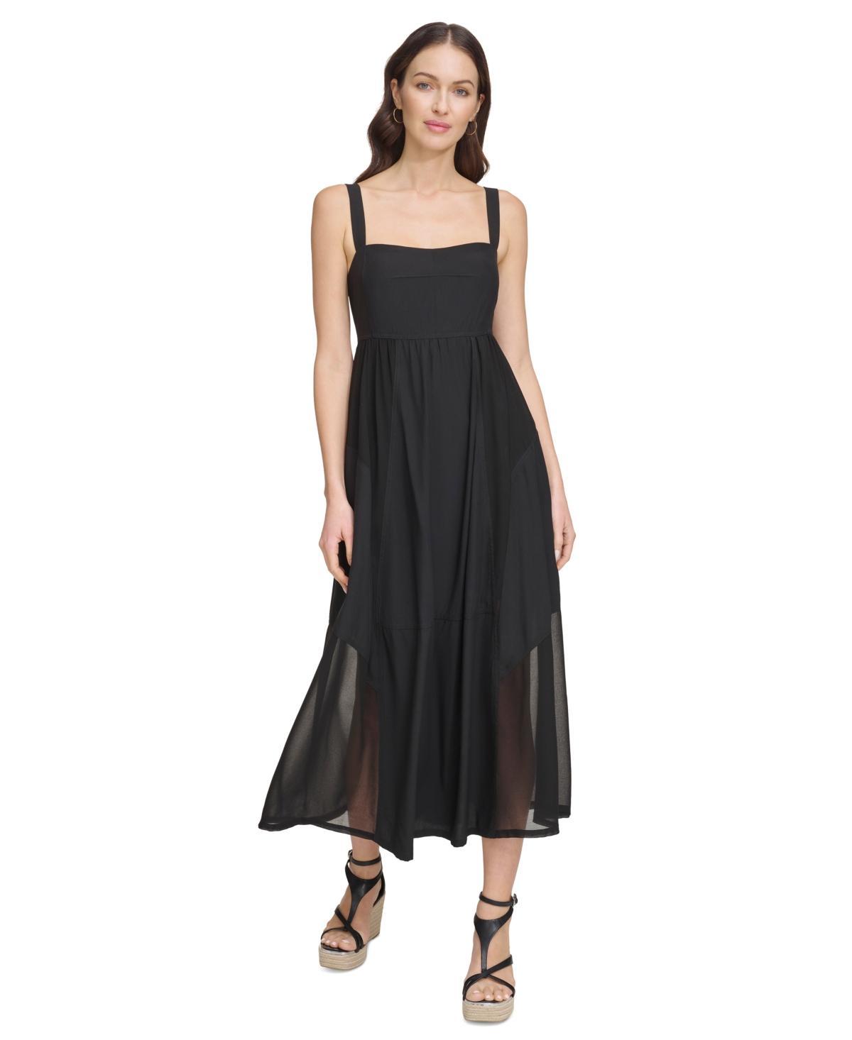 Women's Solid Square-Neck Sleeveless Chiffon Dress Product Image