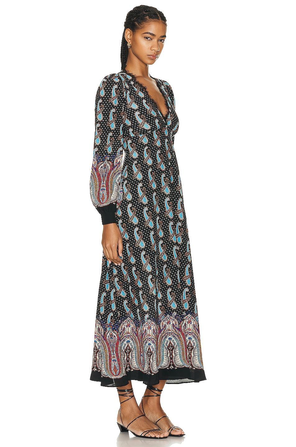 Etro Long Sleeve Maxi Dress in Black Product Image