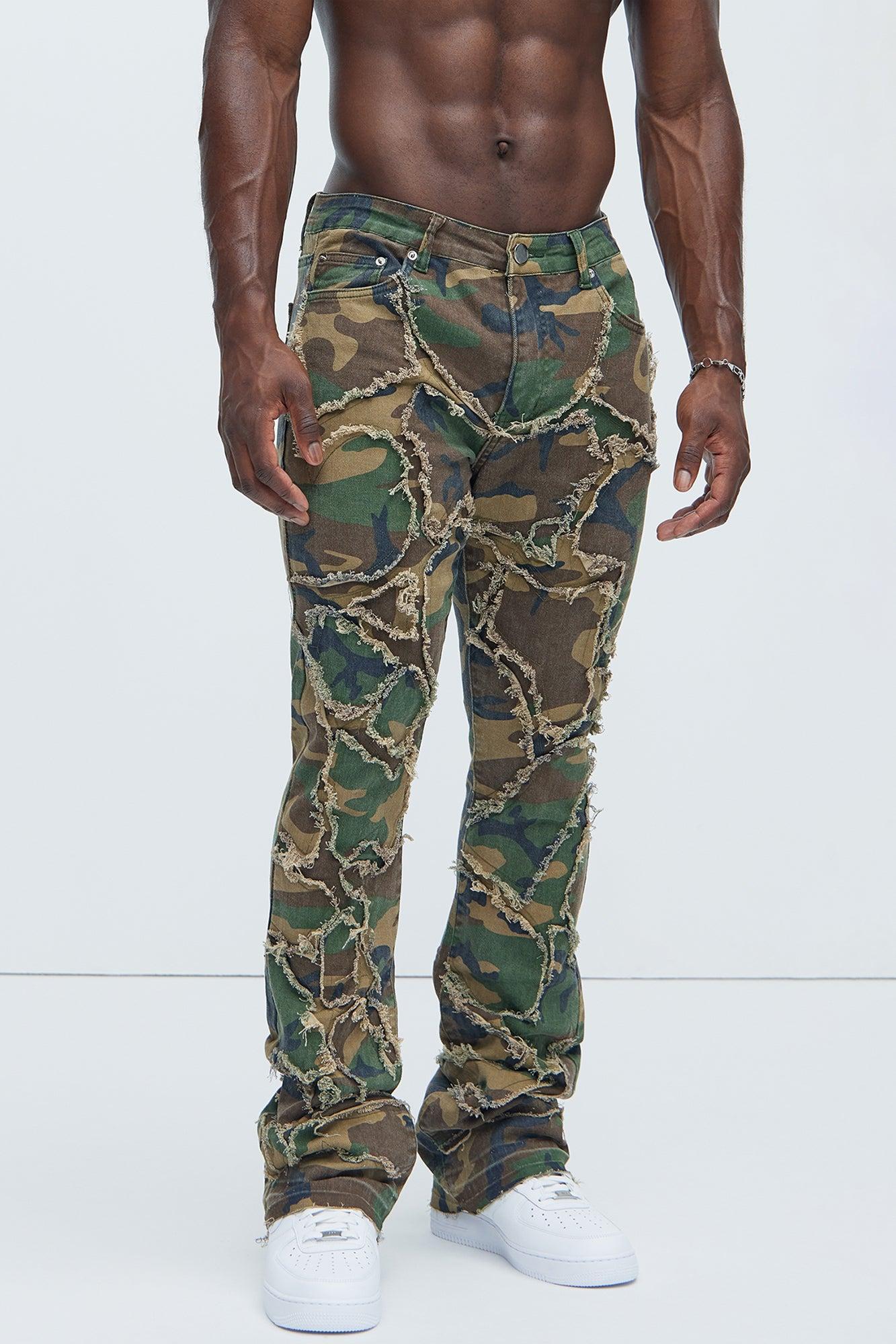 Fray All Ways Stacked Skinny Flare Pants - Camouflage Product Image