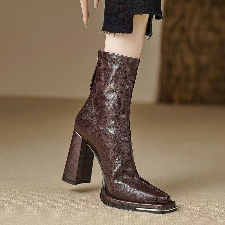 Chunky Heel Plain Short Boots product image