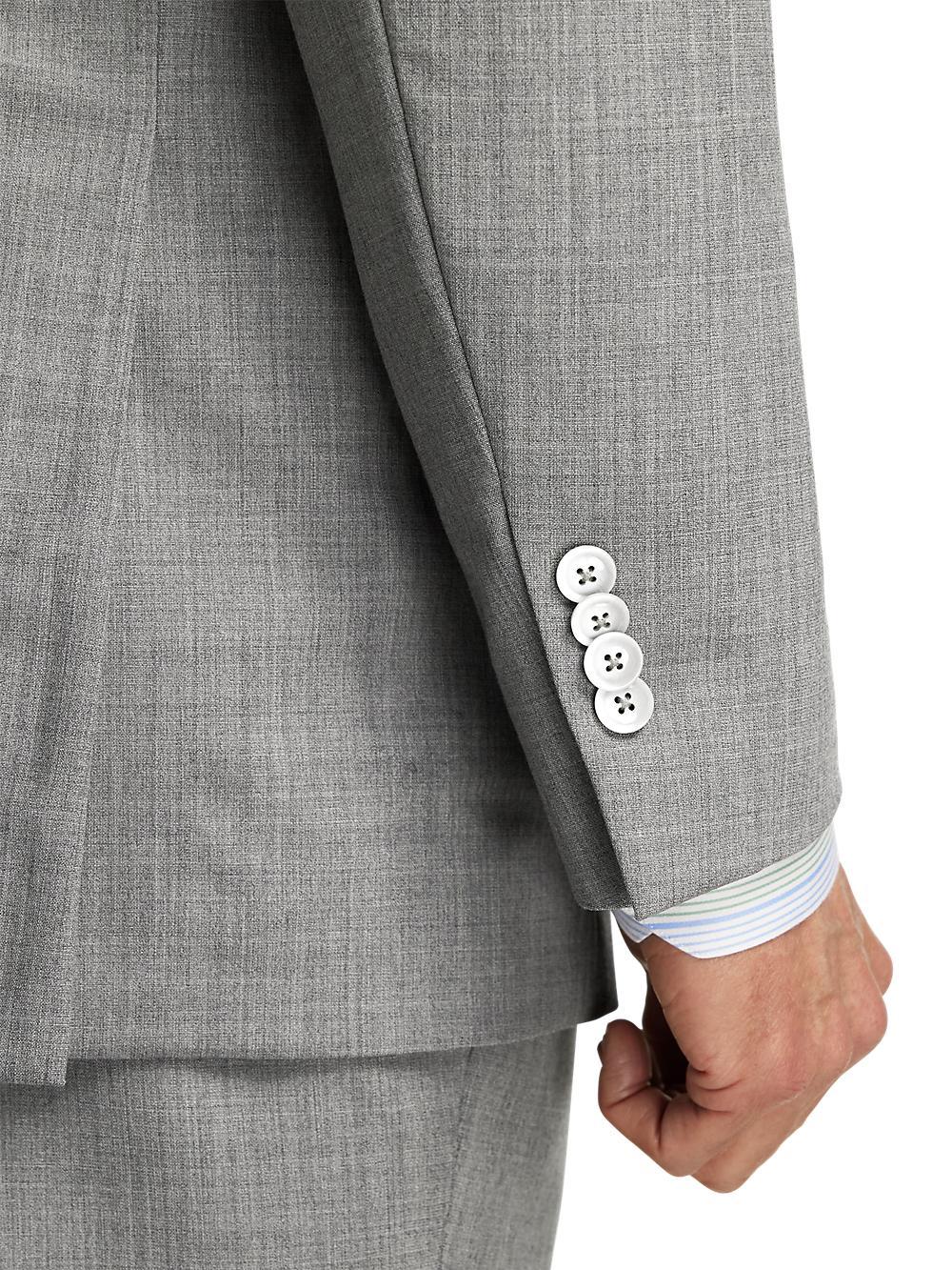 Wool Stretch Bengaline Peak Lapel Suit Jacket - Light Grey Product Image