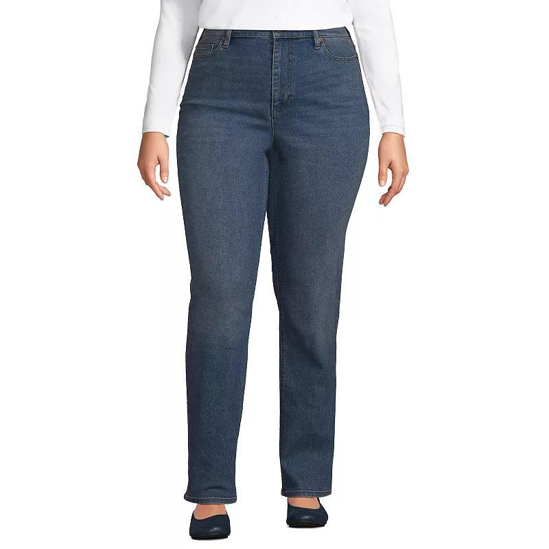 Plus Size Lands End Recover High Rise Straight Leg Jeans, Womens Product Image