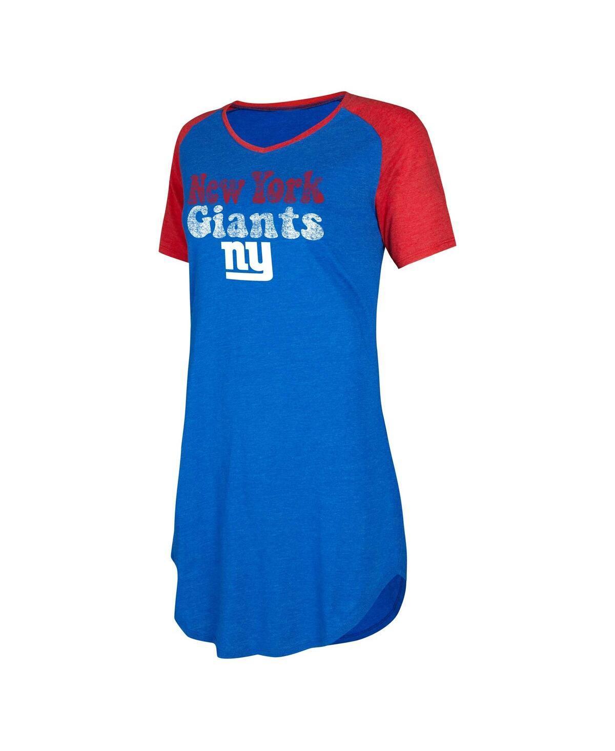 Womens Concepts Sport Royal Distressed New York Giants Raglan V-Neck Nightshirt - Royal Product Image