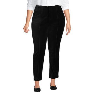 Plus Size Velvet High Rise Pintuck Pencil Ankle Pants Product Image