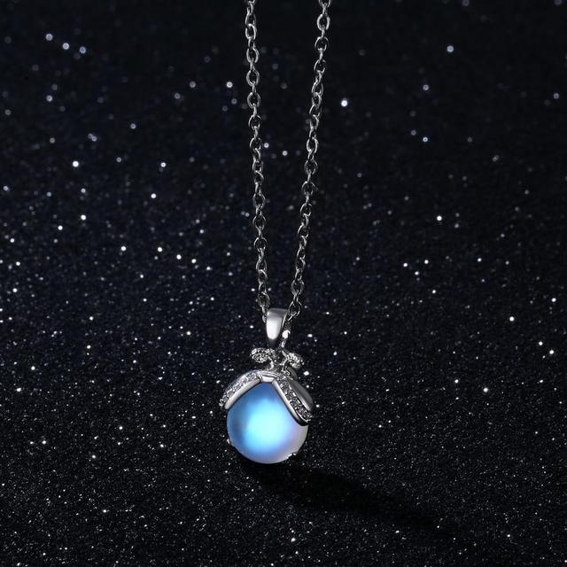 Moonstone Pendant Stainless Steel Necklace Product Image