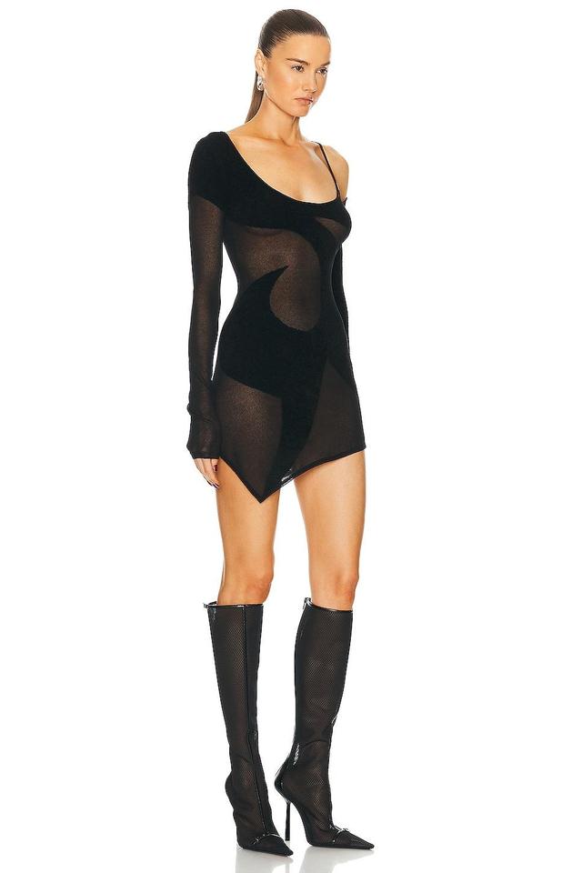 THE ATTICO Long Sleeve Mini Dress Black. (also in 44). Product Image