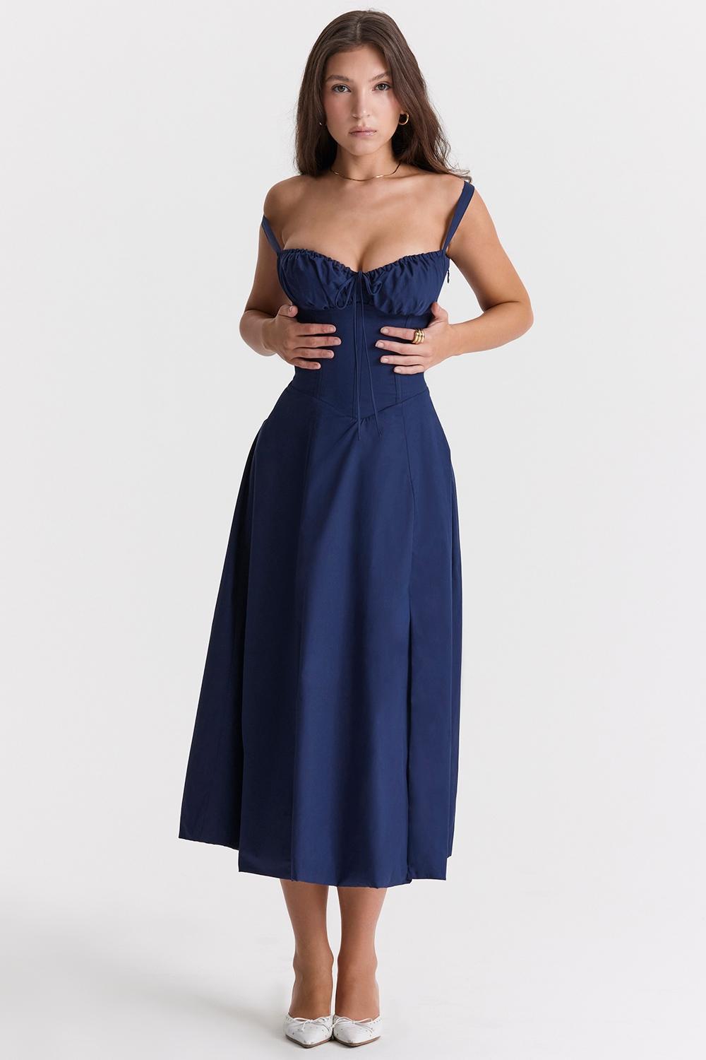 Carmen French Navy Bustier Sundress Product Image