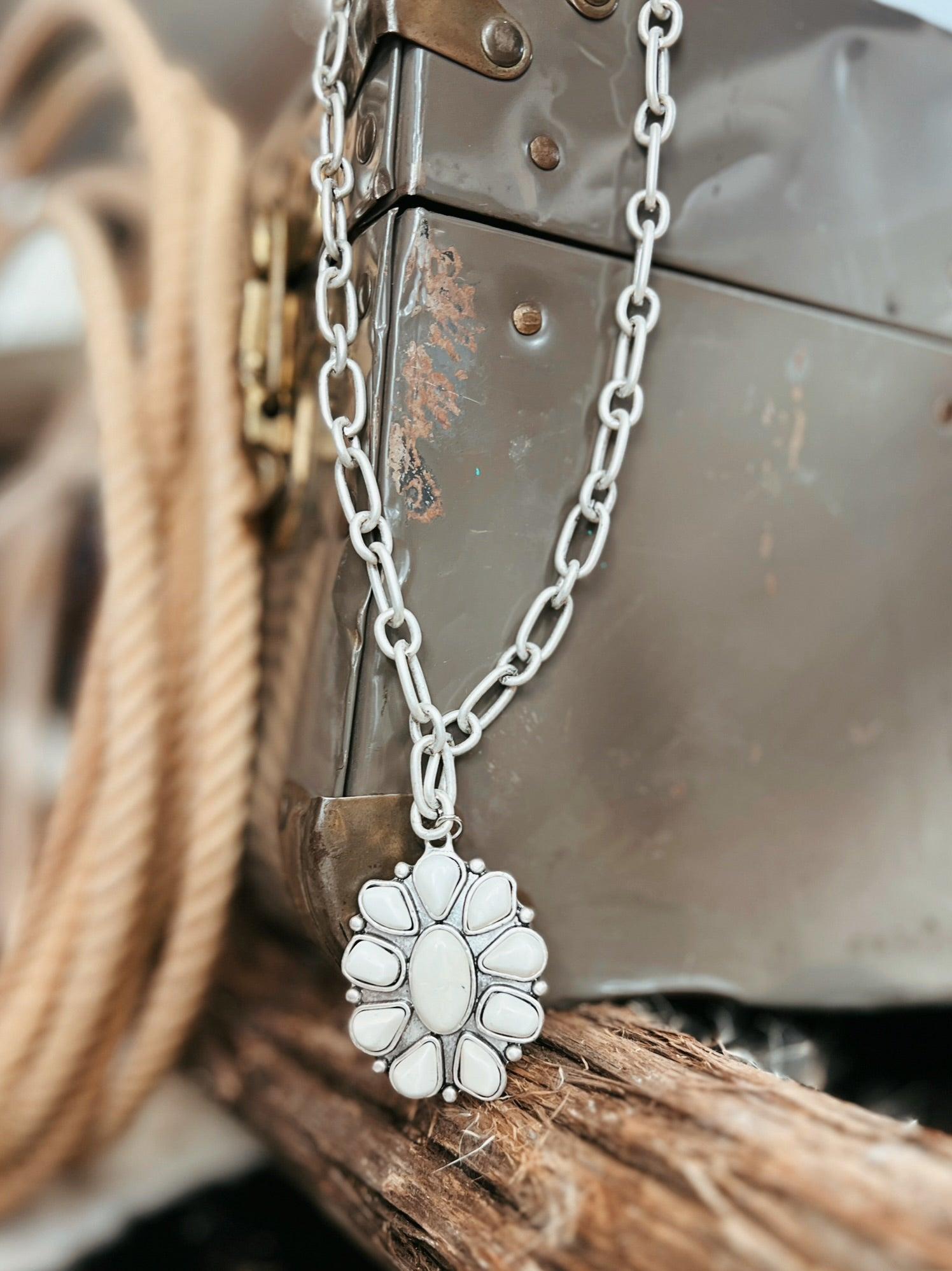 White Turquoise Squash Chunky Chain Necklace Product Image