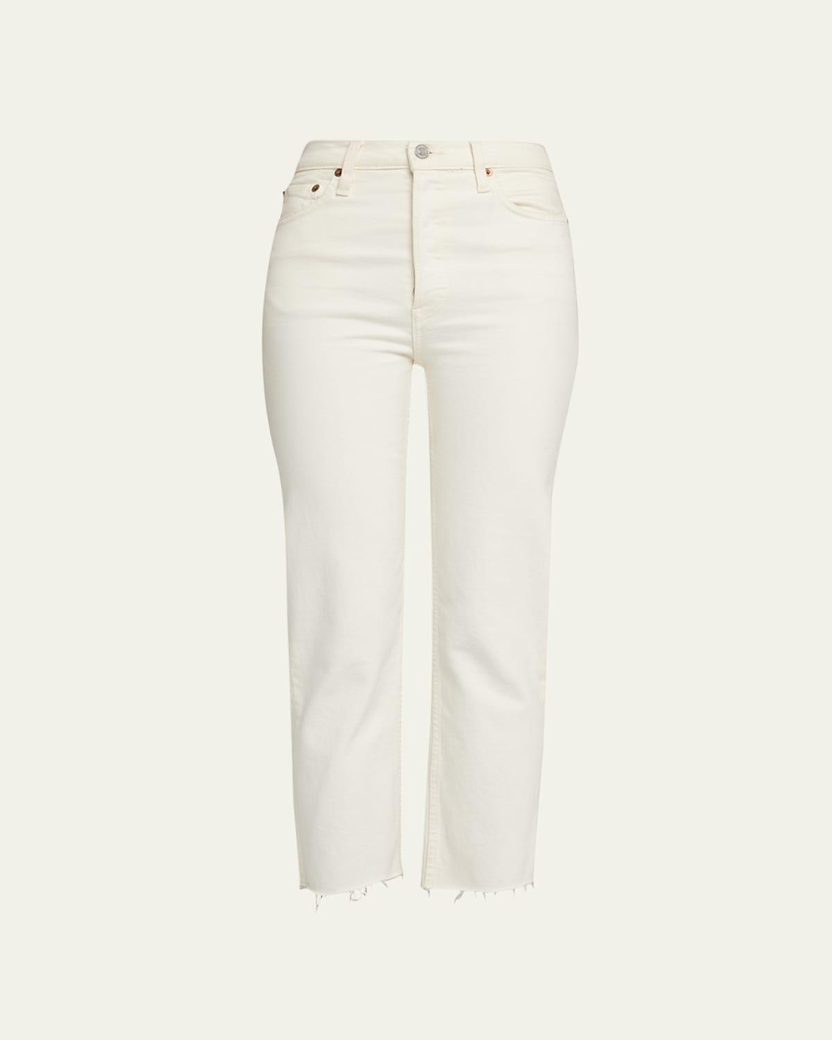 Re/Done 70s Stove Pipe High Rise Straight Ankle Jeans in Vintage White Product Image