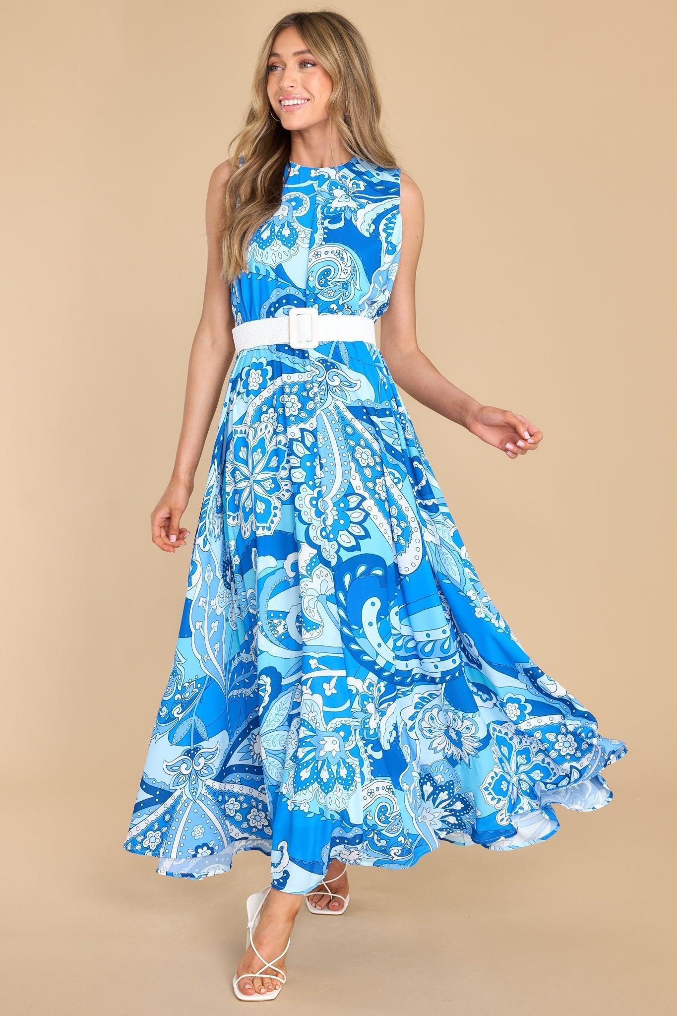 Aura Like Fine Art Blue Multi Print Maxi Dress Product Image