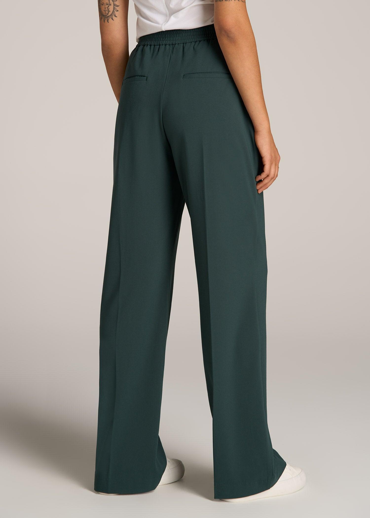 Flat Front Wide Leg Dress Pants for Tall Women in Smoky Pine Female Product Image