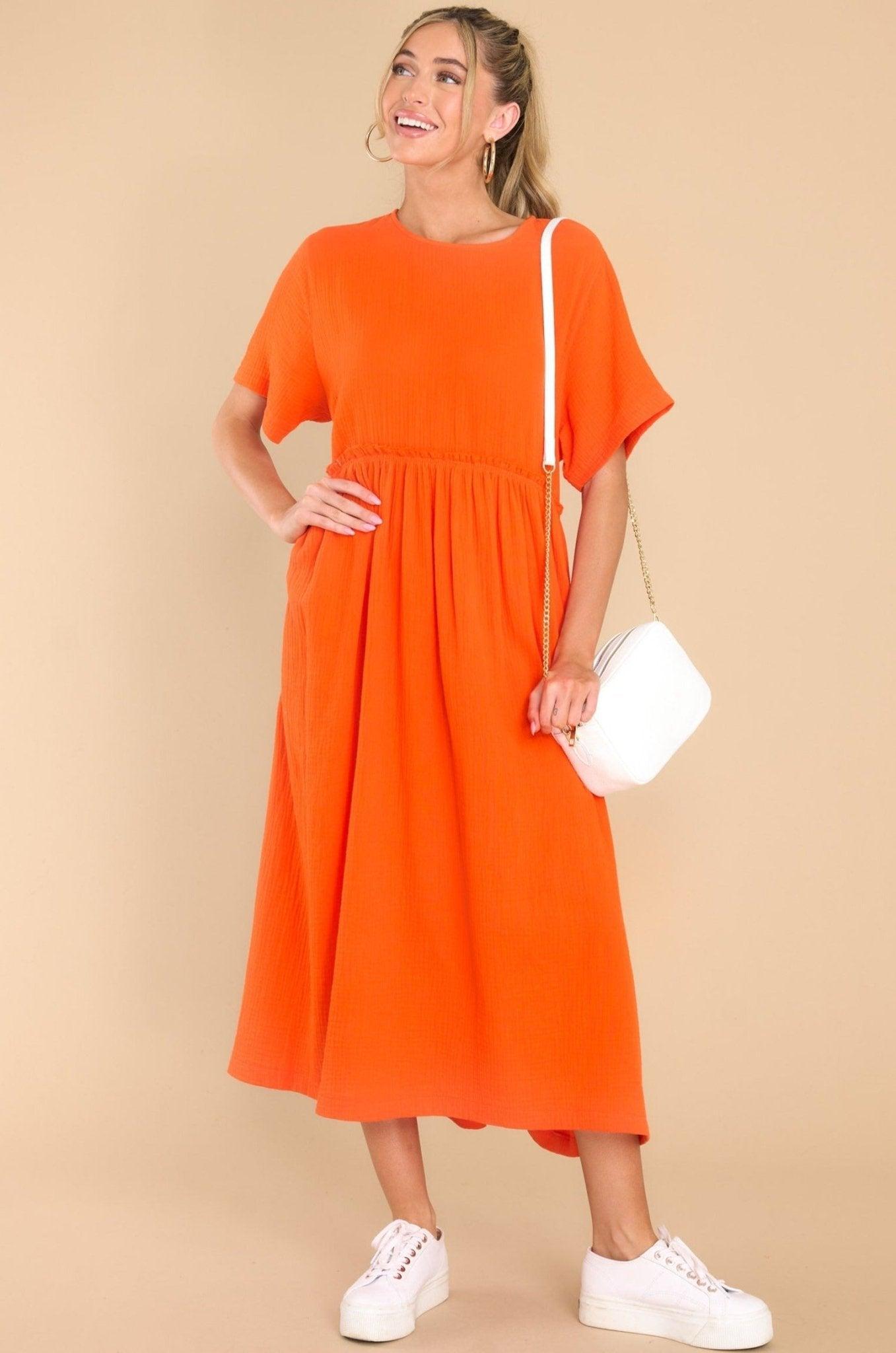 Aura It Was Kismet Flame Midi Dress Orange Product Image