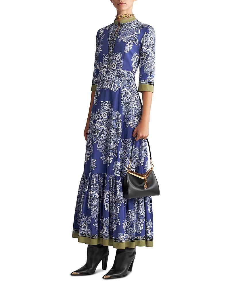 Etro Floral Print Three Quarter Sleeve Maxi Dress Product Image