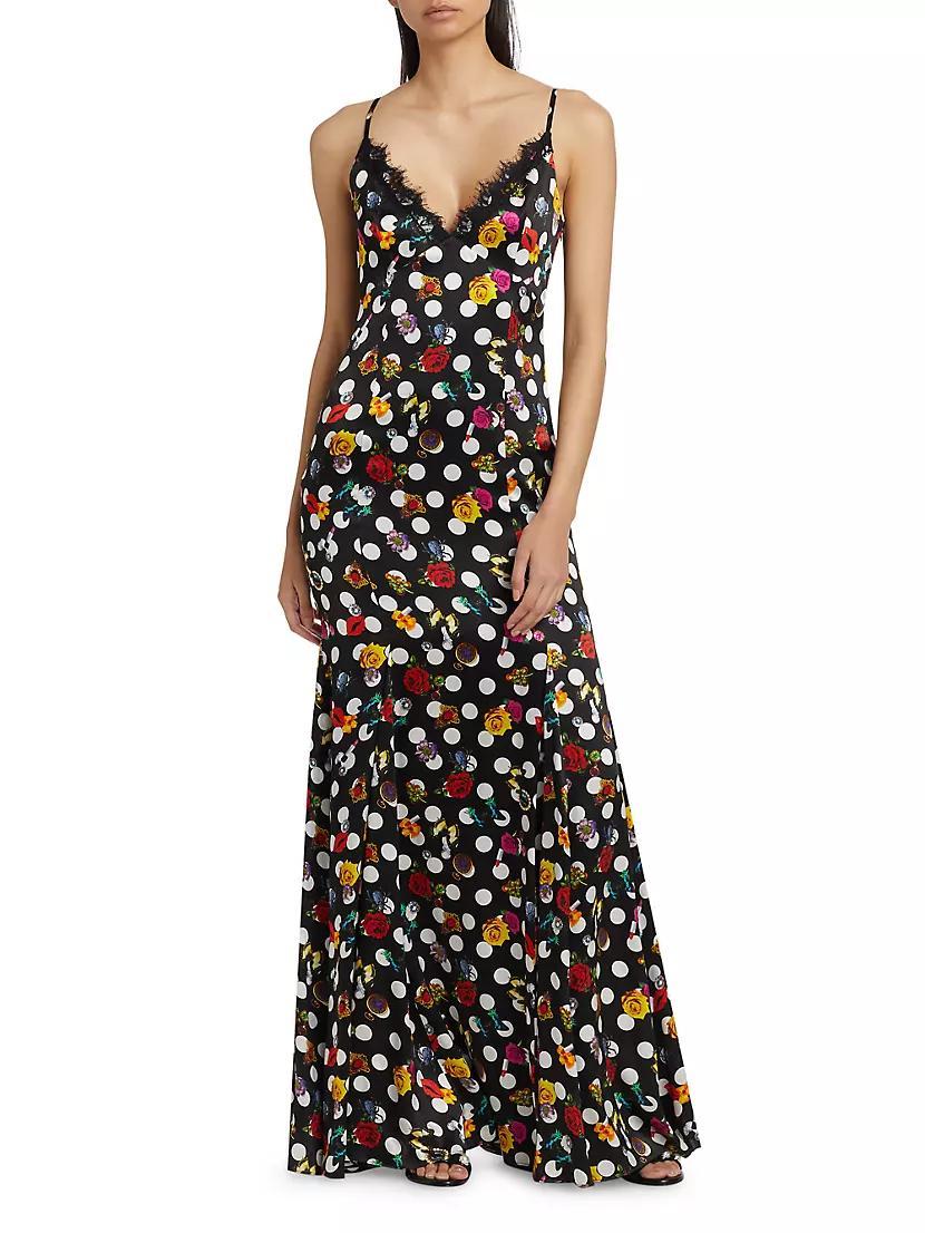 Zanna Polka Dot Lace-Trim Gown Product Image