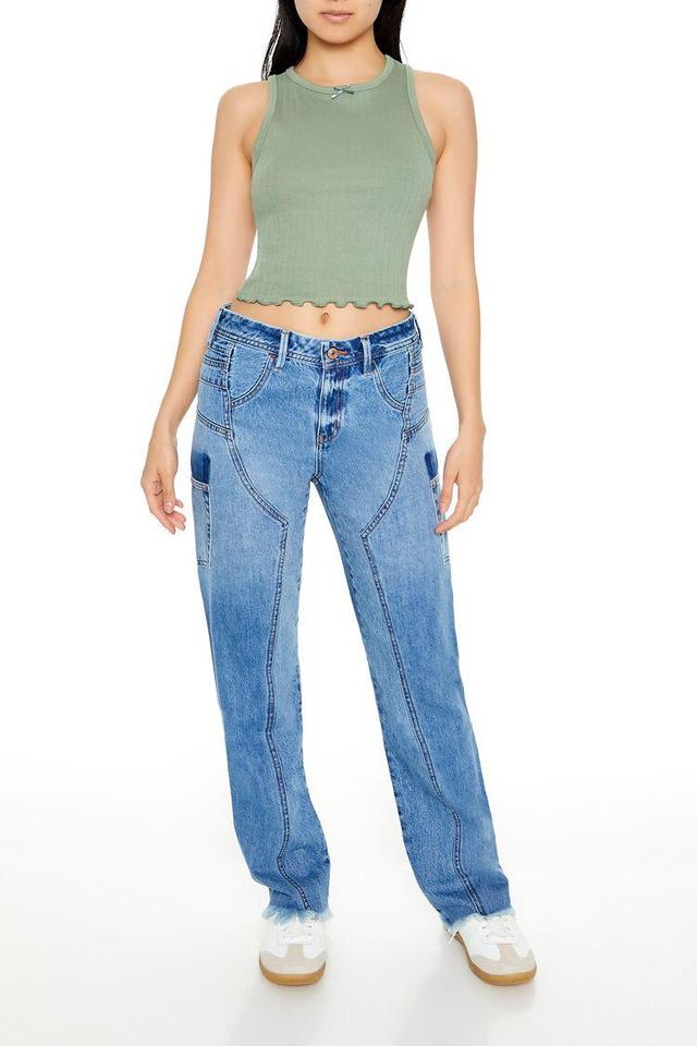 Low-Rise Straight Cargo Jeans | Forever 21 Product Image