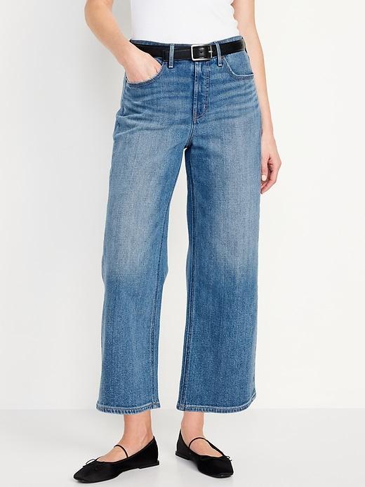 Extra High-Waisted Cropped Wide-Leg Jeans product image