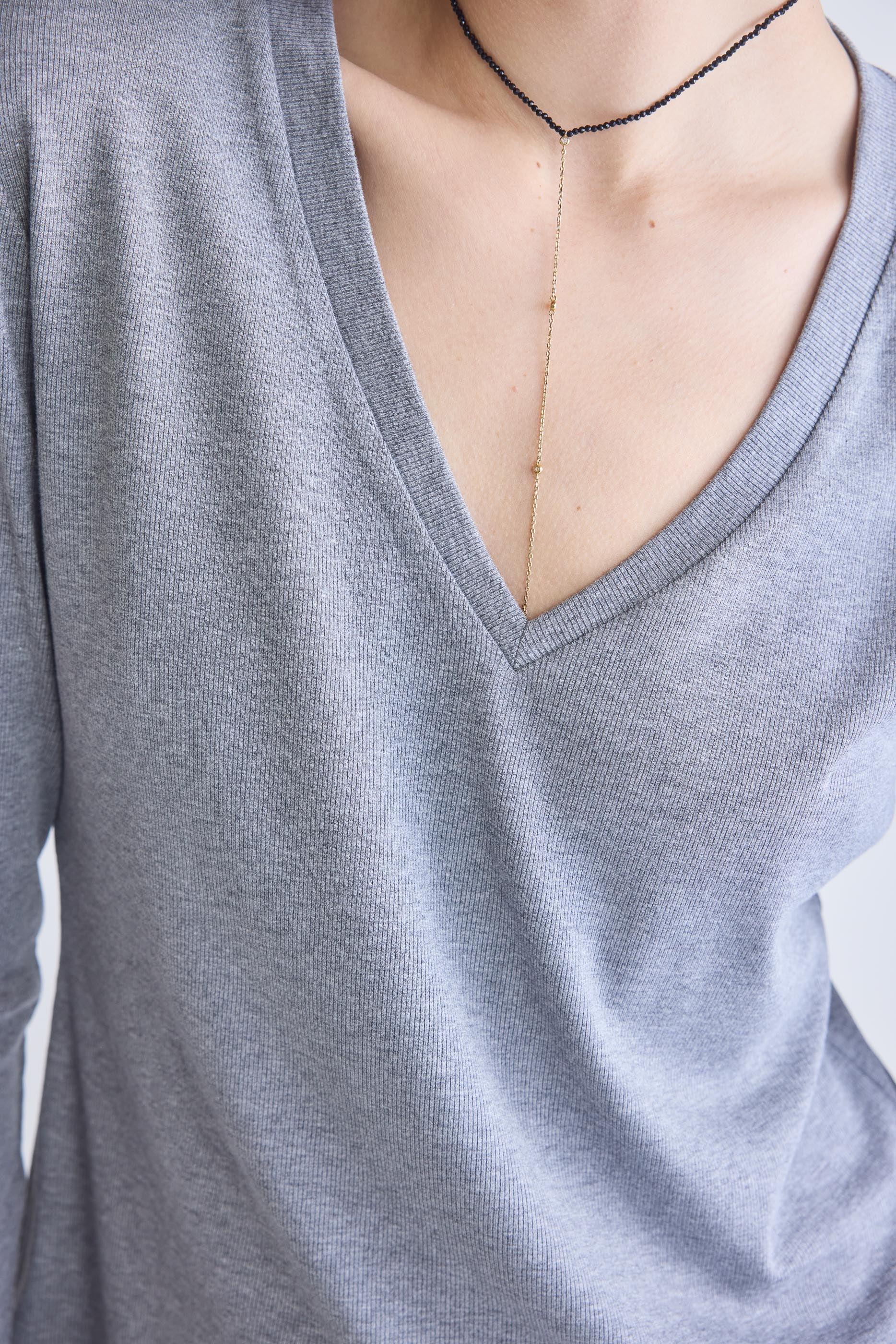 The Ribbed Long Sleeve V-Neck Product Image